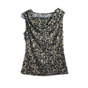 Women's Black Yellow Patterned Sleeveless Blouse